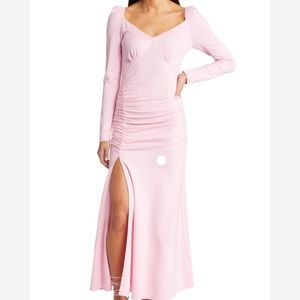 Amylynn -Puff Shoulder Long Sleeve Ruched Midi Dress